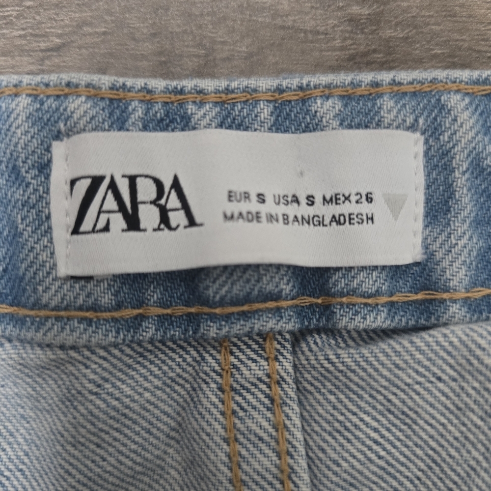 Zara Cropped Spahgetti Strap Denim Top Womens Size Small - Picture 8 of 10